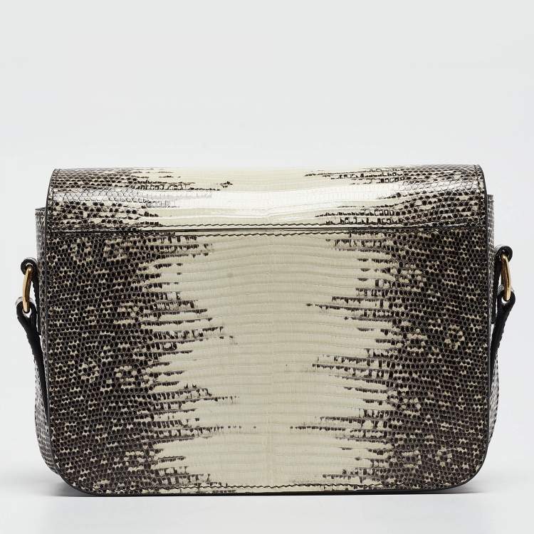 Pre Owned Celine Natural Lizard Teen Triomphe Shoulder Bag