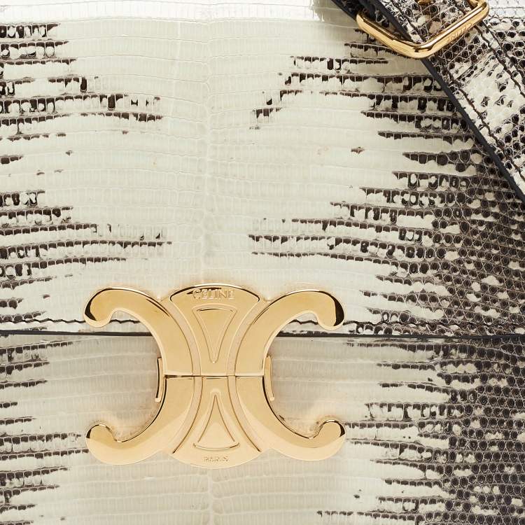 Pre Owned Celine Natural Lizard Teen Triomphe Shoulder Bag