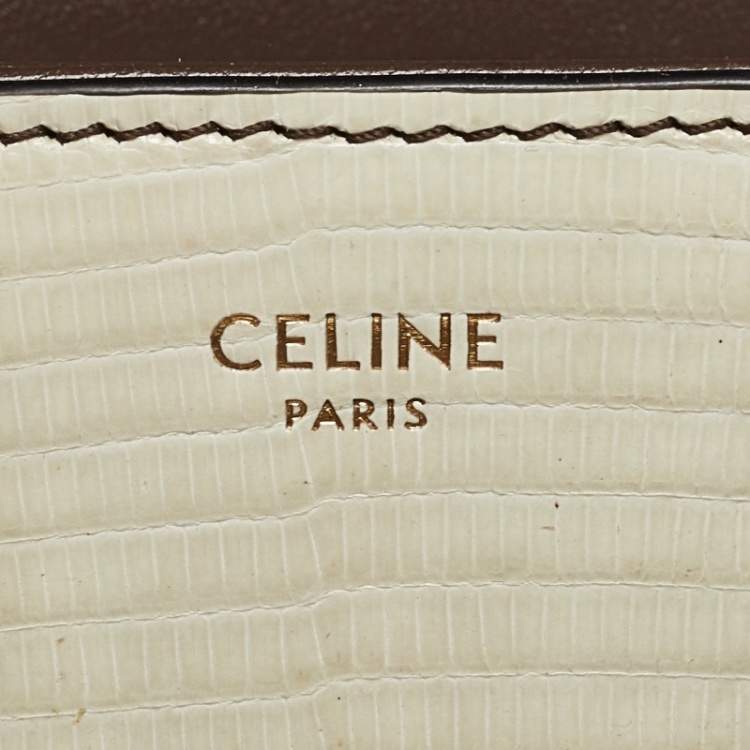 Pre Owned Celine Natural Lizard Teen Triomphe Shoulder Bag