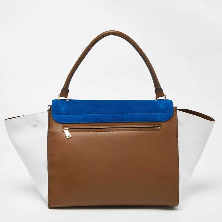Pre Owned Celine Tricolor Leather and Suede Large Trapeze Bag