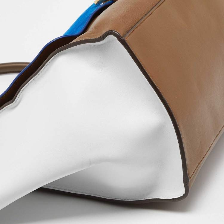 Pre Owned Celine Tricolor Leather and Suede Large Trapeze Bag