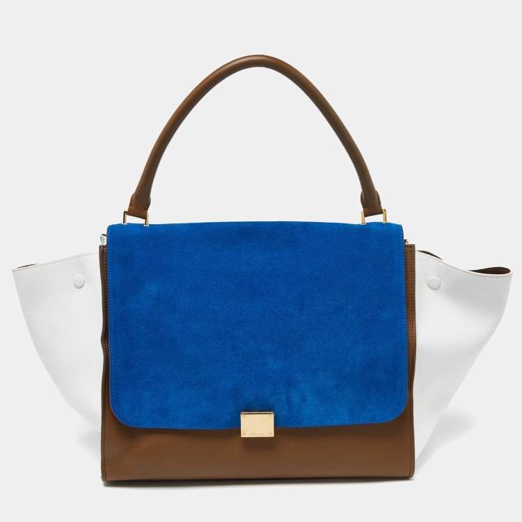 Pre Owned Celine Tricolor Leather and Suede Large Trapeze Bag