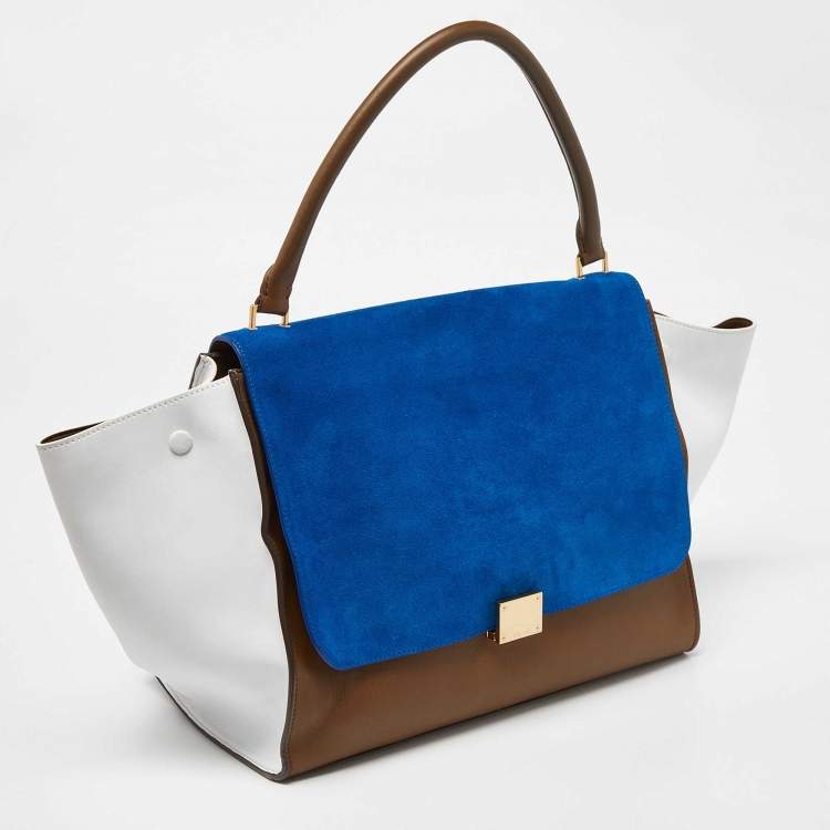 Pre Owned Celine Tricolor Leather and Suede Large Trapeze Bag