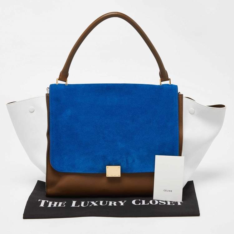 Pre Owned Celine Tricolor Leather and Suede Large Trapeze Bag