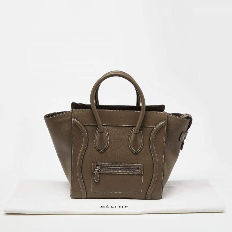 Pre Owned Celine Grey Leather Mini Luggage Tote