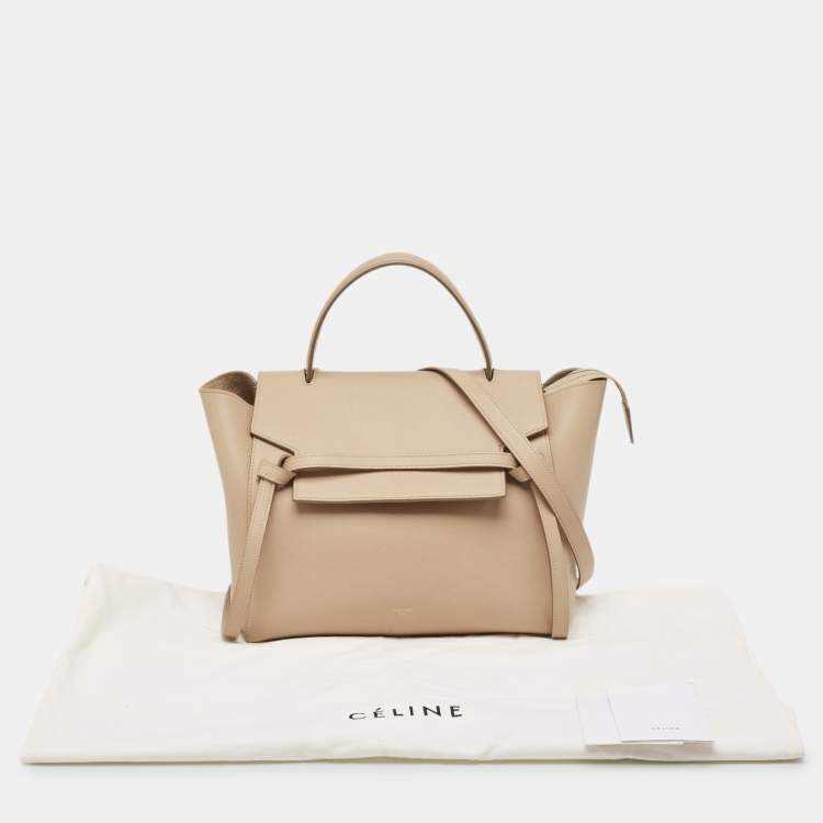 Pre Owned Celine Beige Leather Mini Belt Top Handle Bag