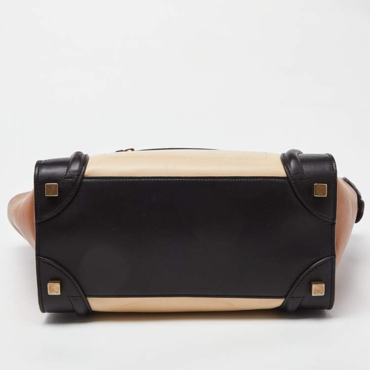 Pre Owned Celine Tri Color Leather Micro Luggage Tote