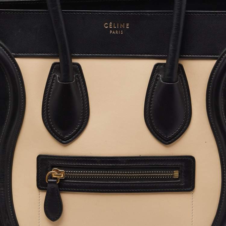 Pre Owned Celine Tri Color Leather Micro Luggage Tote