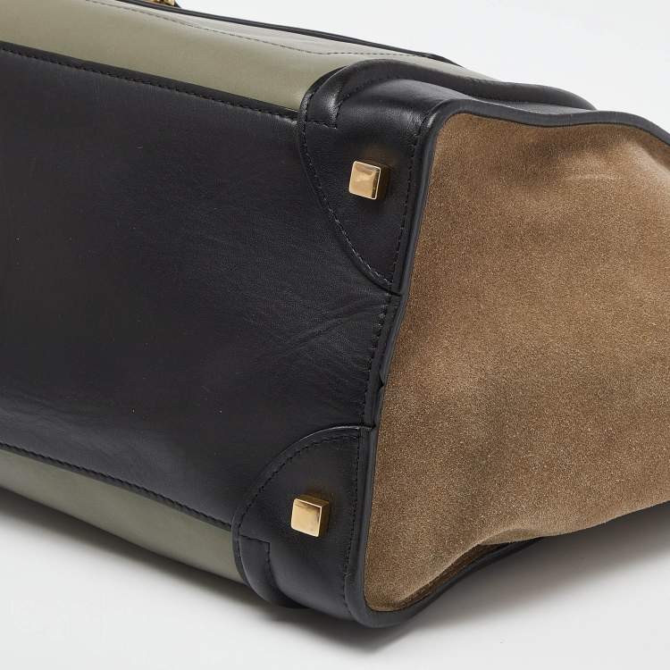 Pre Owned Celine Tricolor Leather and Suede Mini Luggage Tote