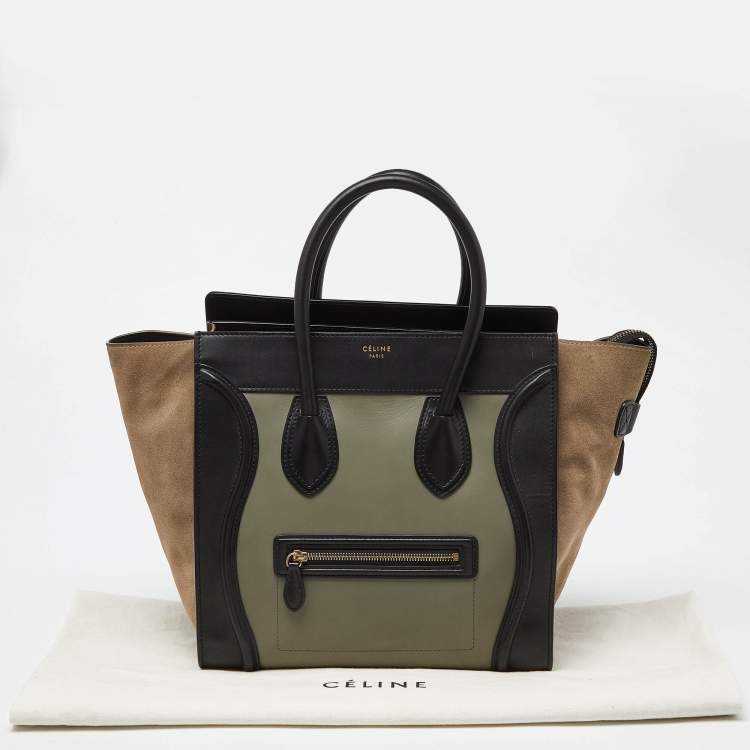 Pre Owned Celine Tricolor Leather and Suede Mini Luggage Tote