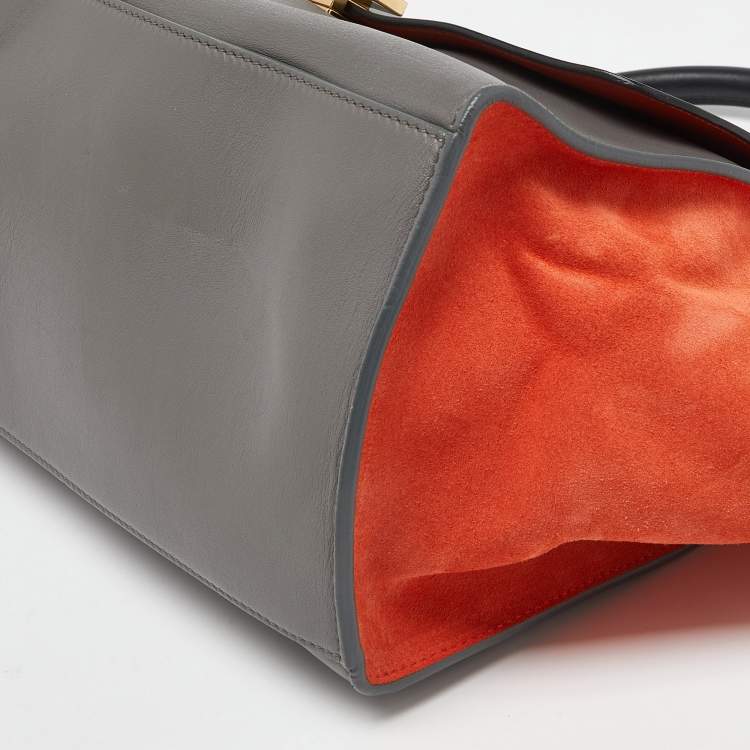 Pre Owned Celine Tricolor Leather and Suede Medium Trapeze Bag