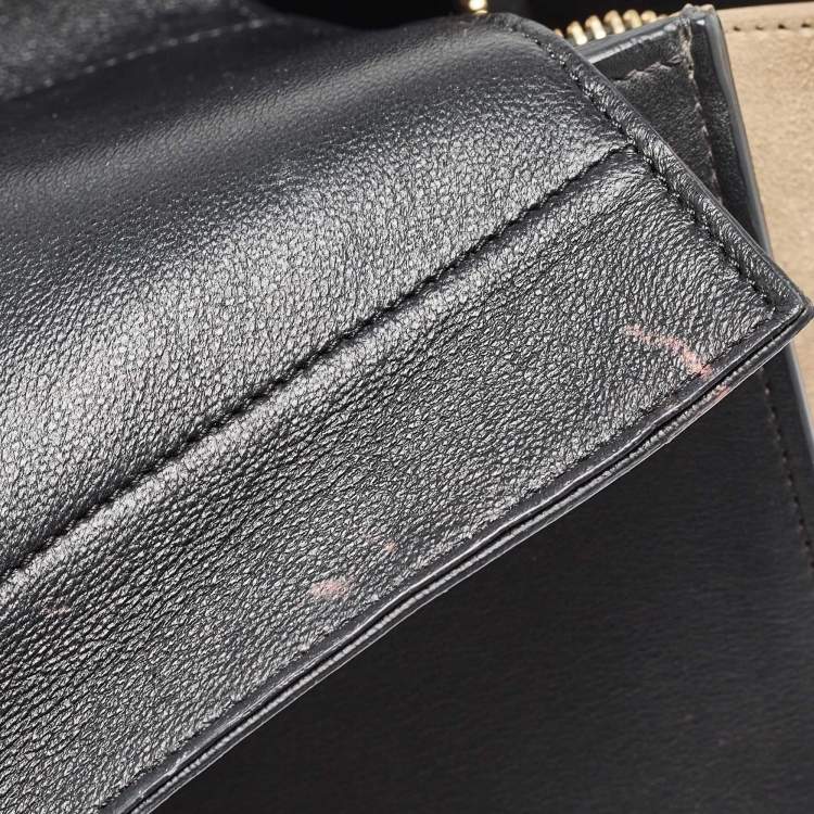 Pre Owned Celine Tricolor Leather and Suede Medium Trapeze Bag