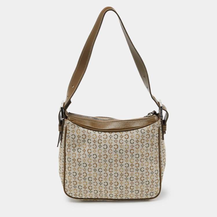 Pre Owned Celine Tri Color Macadam Canvas and Leather Vintage Shoulder Bag