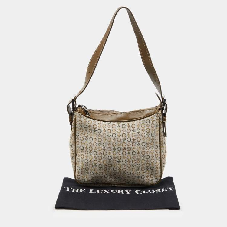 Pre Owned Celine Tri Color Macadam Canvas and Leather Vintage Shoulder Bag