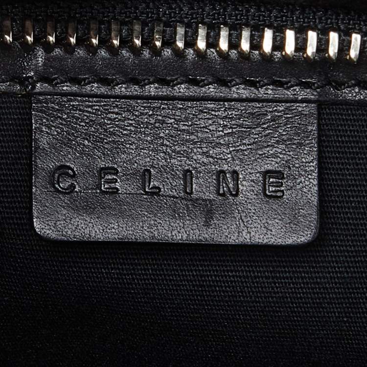Pre Owned Celine Black Macadam Embossed Suede and Leather Baguette Bag