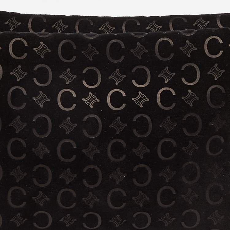 Pre Owned Celine Black Macadam Embossed Suede and Leather Baguette Bag