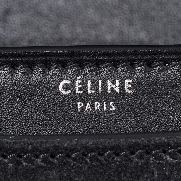Pre Owned Celine Black Suede and Leather Medium Case Chain Flap Shoulder Bag