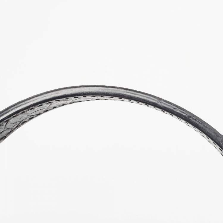 Pre Owned Celine Black/Brown Macadam Fabric and Croc Embossed Leather Tote