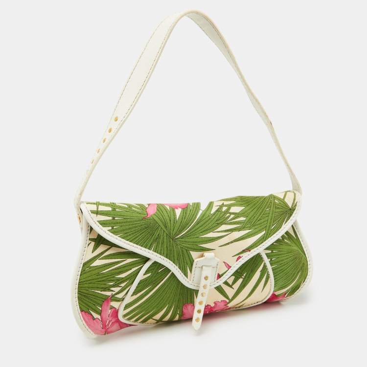 Pre Owned Celine Multicolor Tropical Print Canvas and Leather Shoulder Bag