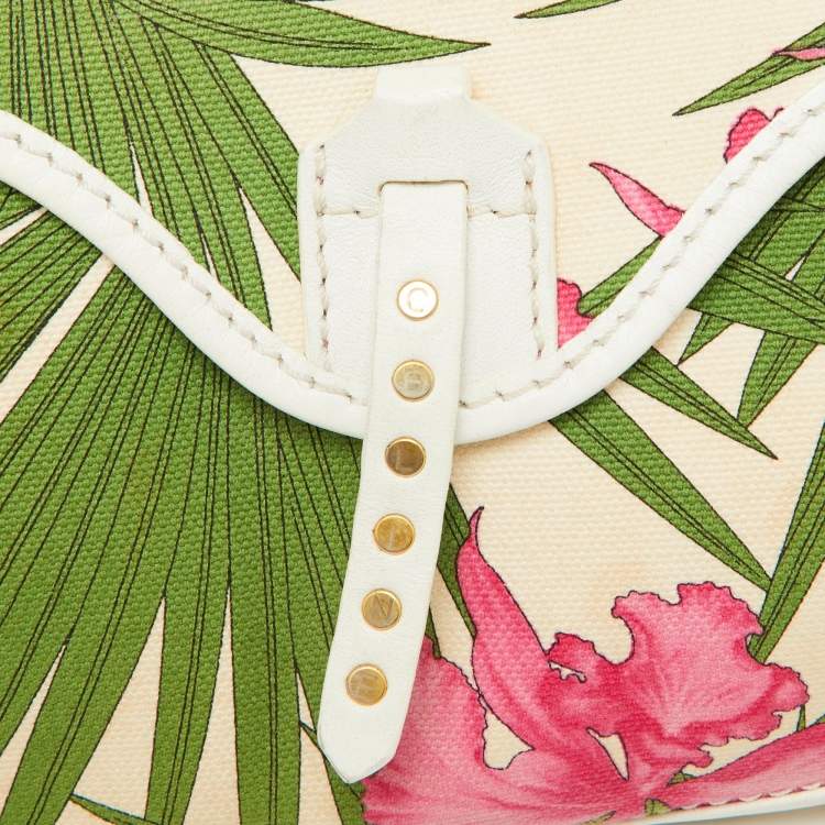 Pre Owned Celine Multicolor Tropical Print Canvas and Leather Shoulder Bag