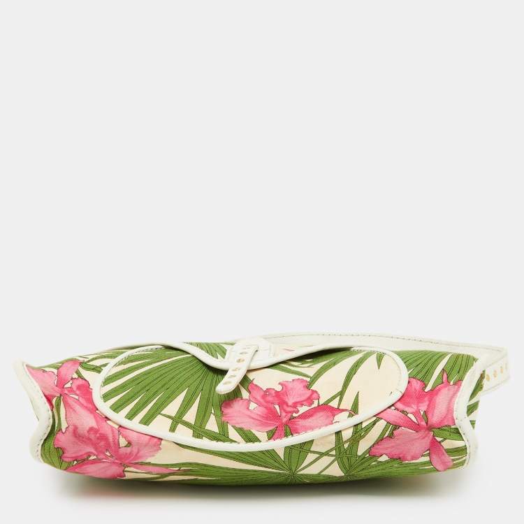 Pre Owned Celine Multicolor Tropical Print Canvas and Leather Shoulder Bag