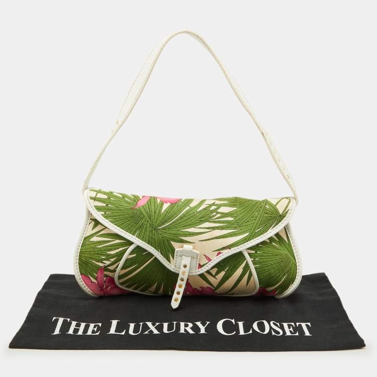 Pre Owned Celine Multicolor Tropical Print Canvas and Leather Shoulder Bag
