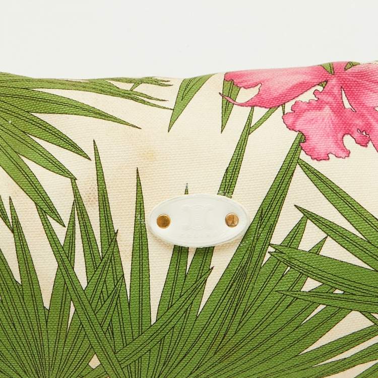 Pre Owned Celine Multicolor Tropical Print Canvas and Leather Shoulder Bag