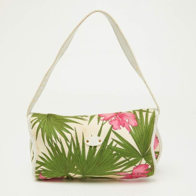 Pre Owned Celine Multicolor Tropical Print Canvas and Leather Shoulder Bag