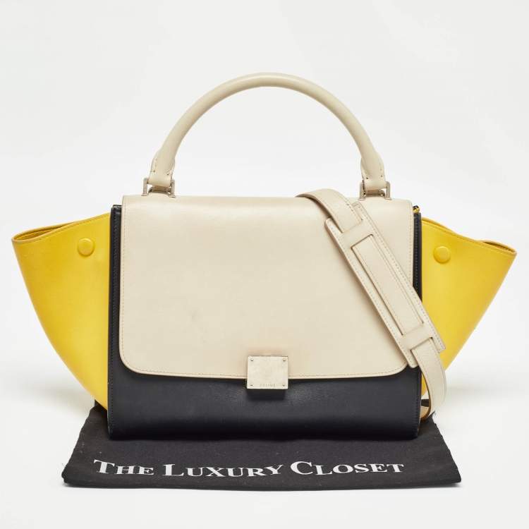 Pre Owned Celine Tricolor Leather Small Trapeze Top Handle Bag