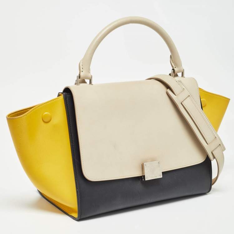 Pre Owned Celine Tricolor Leather Small Trapeze Top Handle Bag