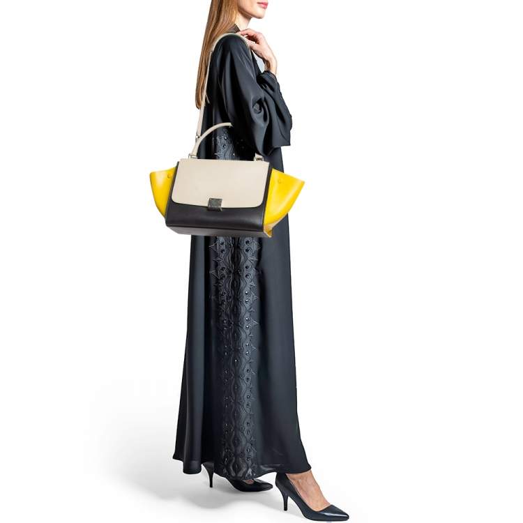 Pre Owned Celine Tricolor Leather Small Trapeze Top Handle Bag