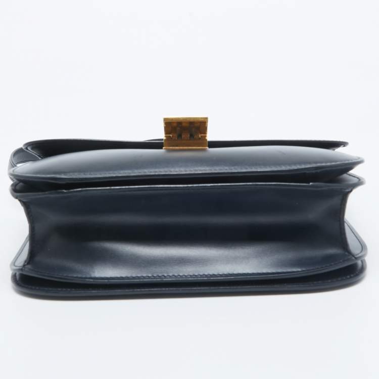 Pre Owned Celine Navy Blue Leather Medium Classic Box Shoulder Bag