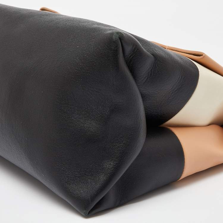 Pre Owned Celine Tri Color Leather All Soft Top Handle Bag