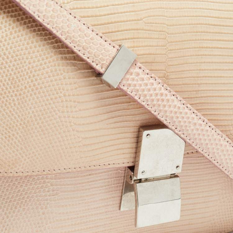 مملوكة مسبقًا Celine Pink Lizard Medium Classic Box Shoulder Bag