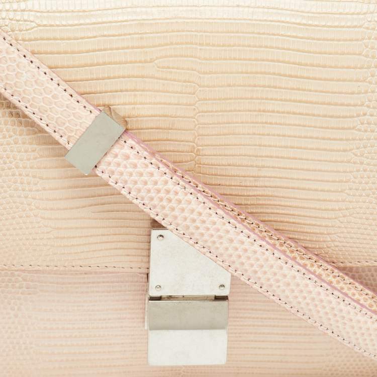 مملوكة مسبقًا Celine Pink Lizard Medium Classic Box Shoulder Bag