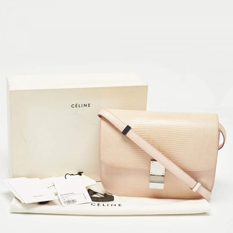 مملوكة مسبقًا Celine Pink Lizard Medium Classic Box Shoulder Bag