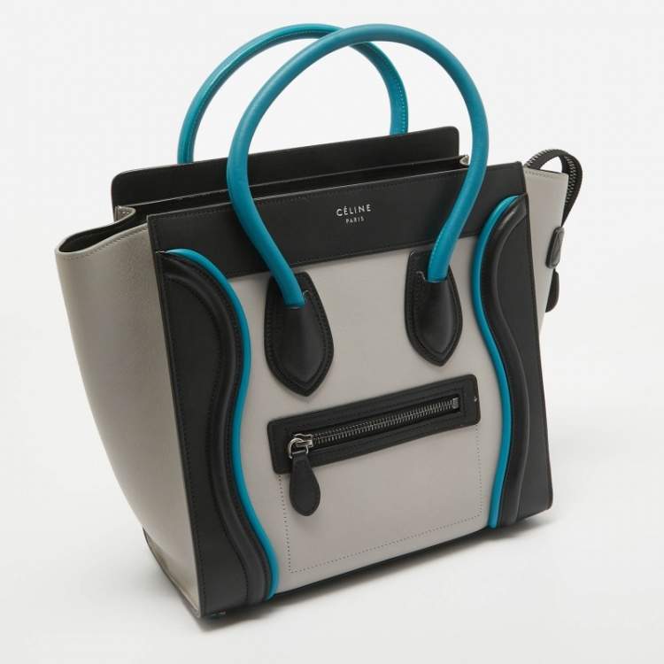 Pre Owned Celine Tricolor Leather Micro Luggage Tote