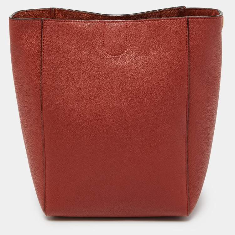 Pre Owned Celine Brick Leather Small Sangle Bucket Bag