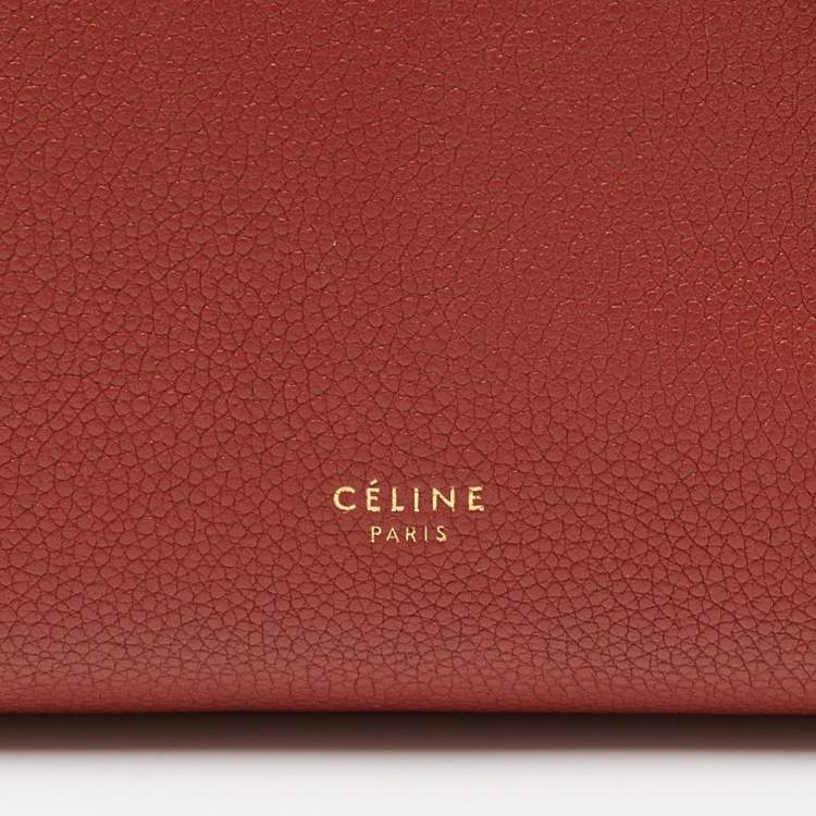 Pre Owned Celine Brick Leather Small Sangle Bucket Bag