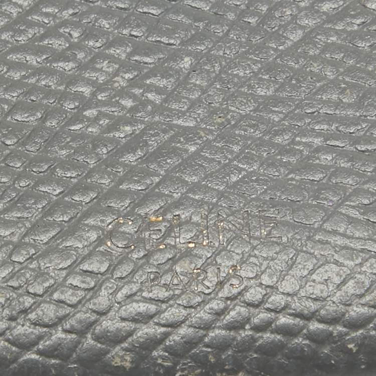 Pre Owned Celine Grey/Off White Leather Accordion Card Holder  