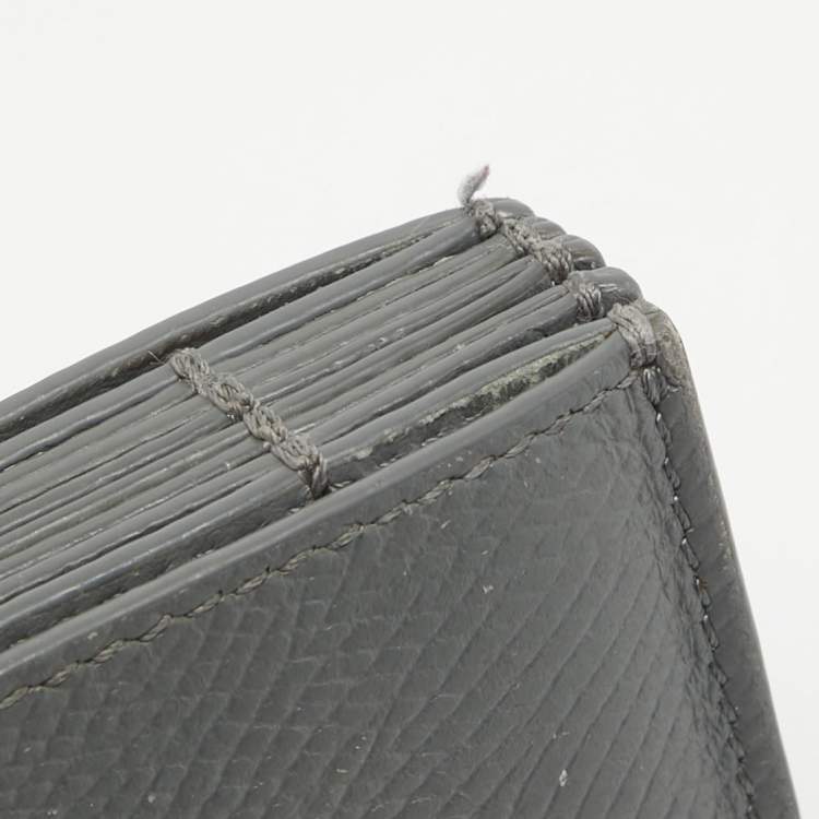 Pre Owned Celine Grey/Off White Leather Accordion Card Holder  