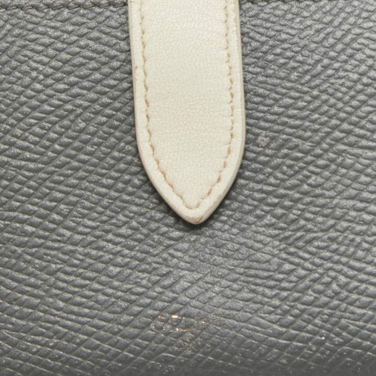 Pre Owned Celine Grey/Off White Leather Accordion Card Holder  