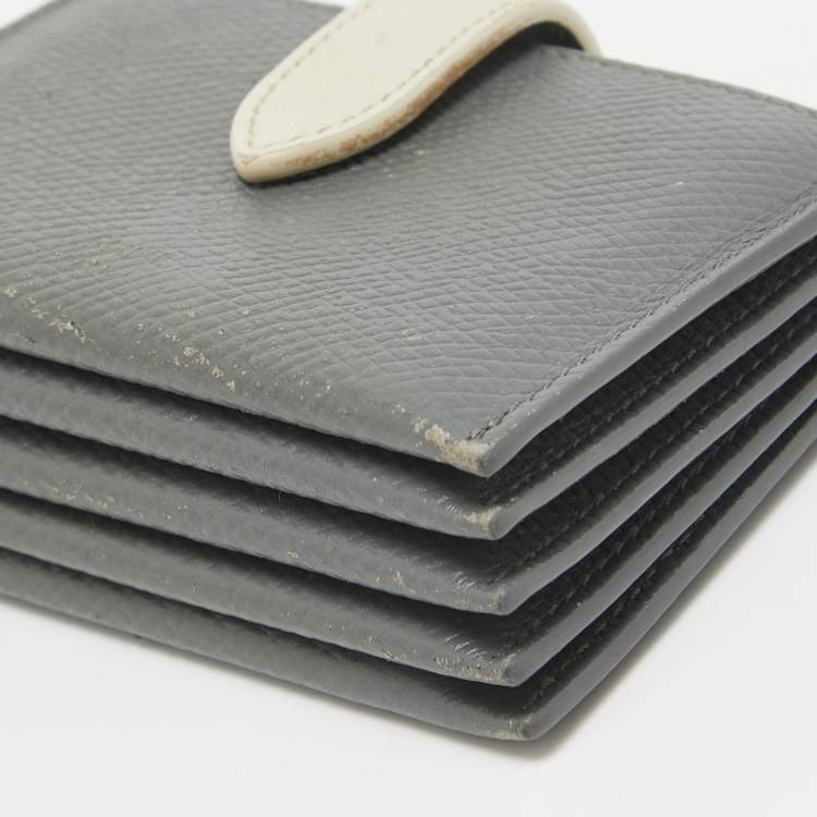 Pre Owned Celine Grey/Off White Leather Accordion Card Holder  