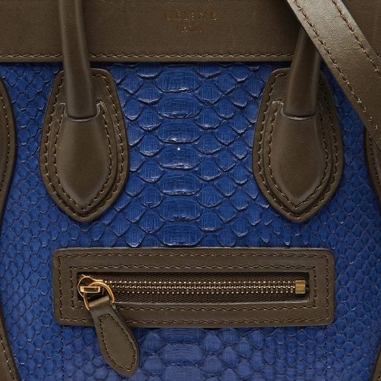 Pre Owned Celine Tri Color Python and Leather Nano Luggage Tote