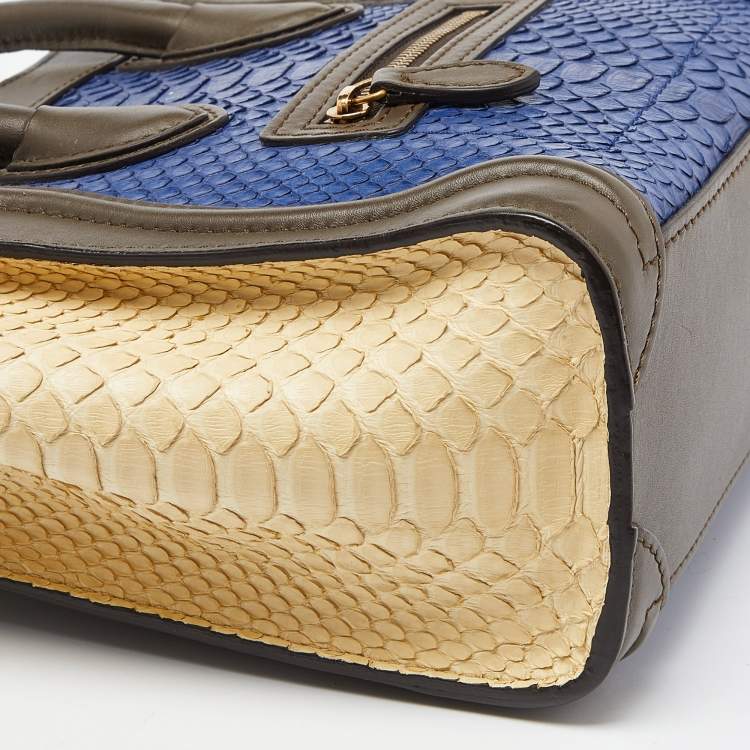 Pre Owned Celine Tri Color Python and Leather Nano Luggage Tote