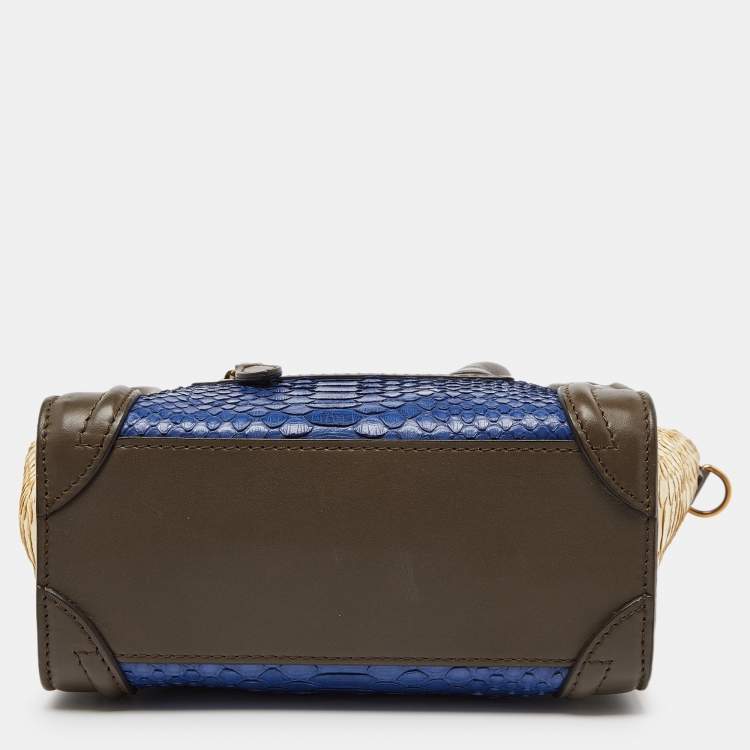 Pre Owned Celine Tri Color Python and Leather Nano Luggage Tote