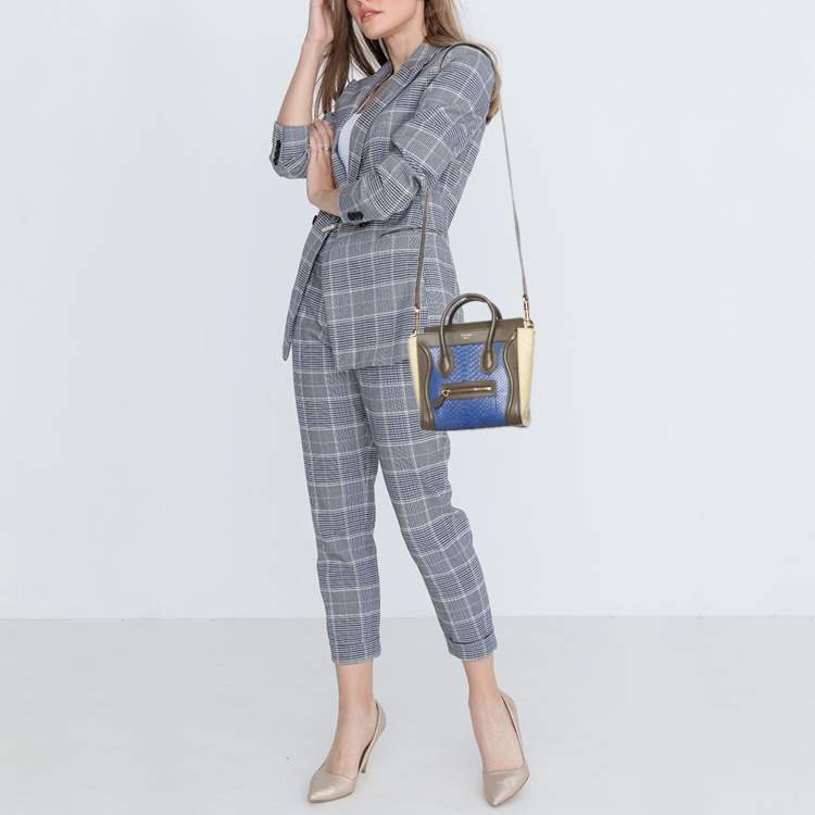 Pre Owned Celine Tri Color Python and Leather Nano Luggage Tote