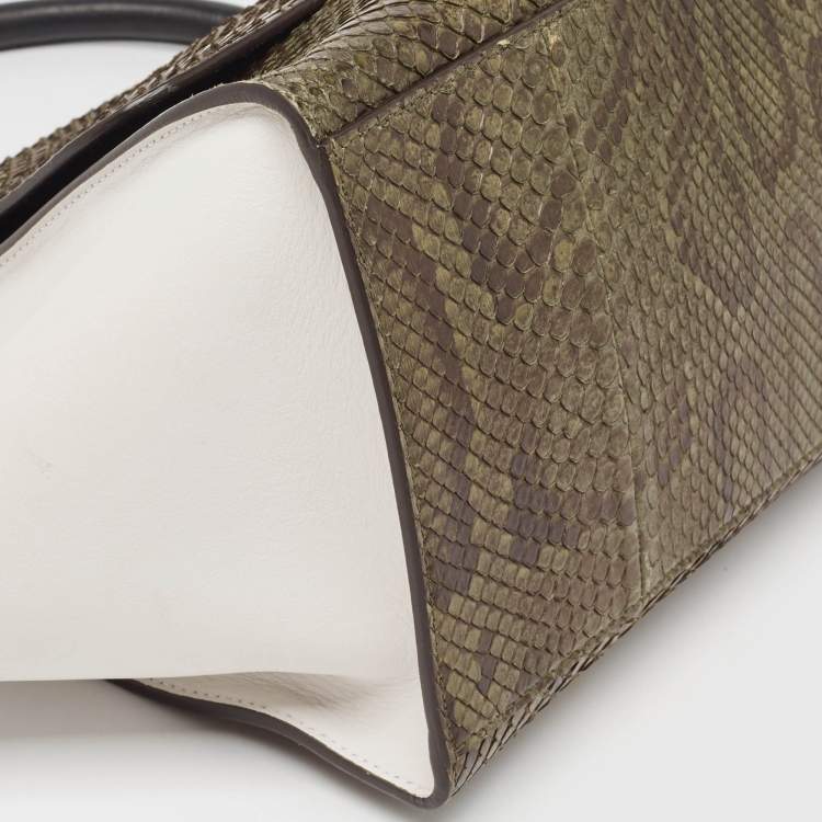 Pre Owned Celine Tricolor Python and Leather Medium Trapeze Top Handle Bag