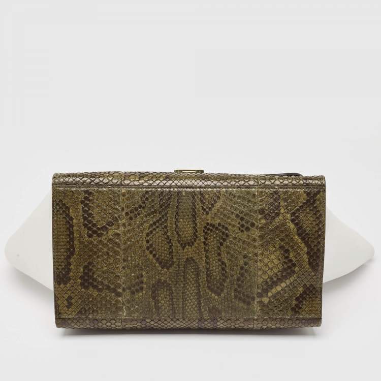 Pre Owned Celine Tricolor Python and Leather Medium Trapeze Top Handle Bag