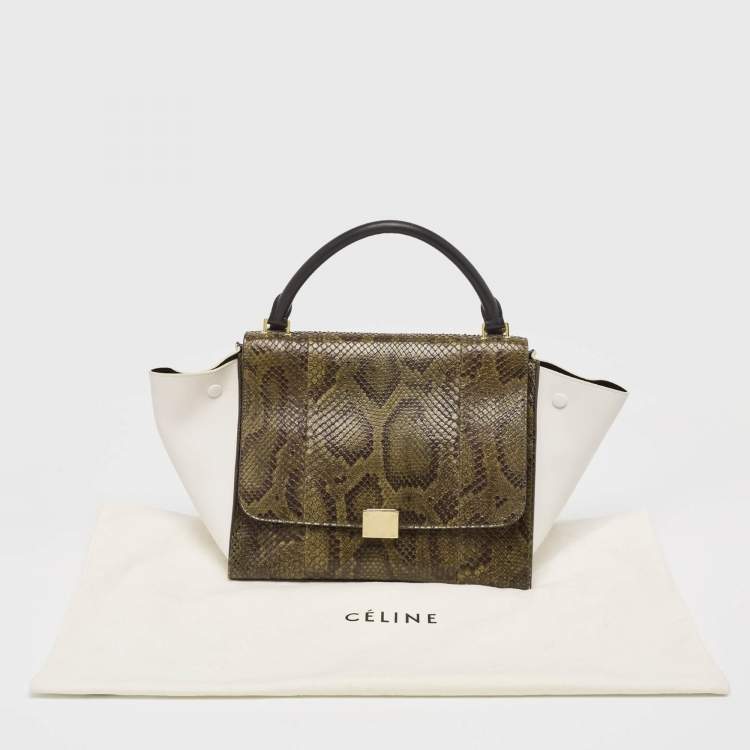 Pre Owned Celine Tricolor Python and Leather Medium Trapeze Top Handle Bag